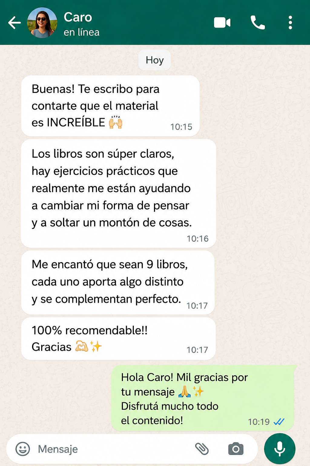 Testimonio de Caro sobre Mi psicóloga me dijo